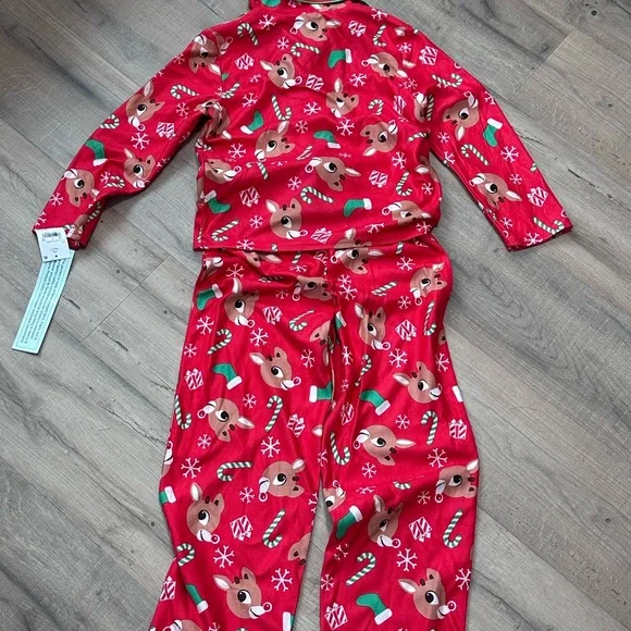 Rudolph the Red Nosed Reindeer Christmas Kids 2 Piece Pajama Set S 6/7 New - Picture 6 of 6